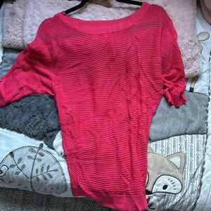 Express Fishnet Coral 🪸 pink Mesh Crochet top